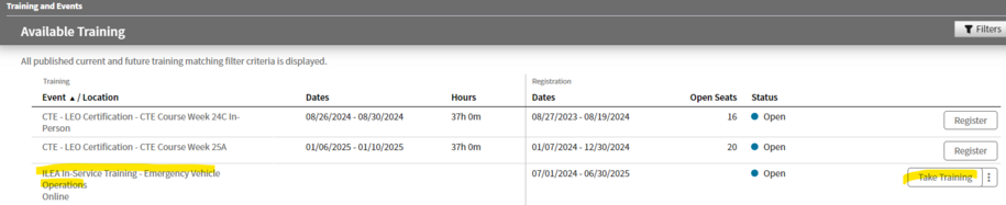 321 Online training location screenshot with directions for access
